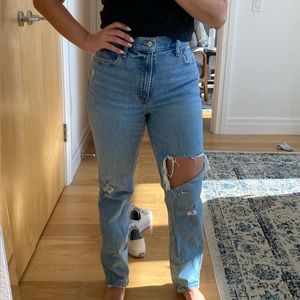 Abercrombie 90s high rise distressed straight jeans- curve love